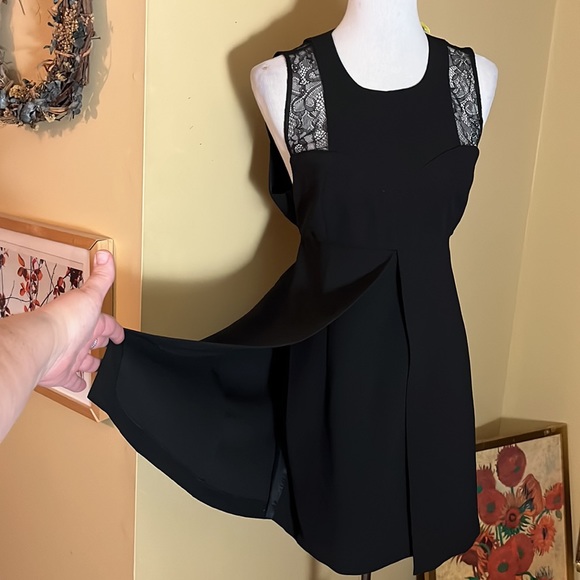 BCBG Size 12 LBD Fit-N-Flair CutOut Lace Apron Pencil Dress Elegant Sexy $299NEW - Picture 2 of 16